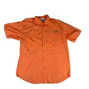 Columbia PFG Quick Dry Shirt Medium Orange Vented Short Sleeve Fishing Hiking